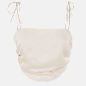 Nude Satin Strappy Crop Top